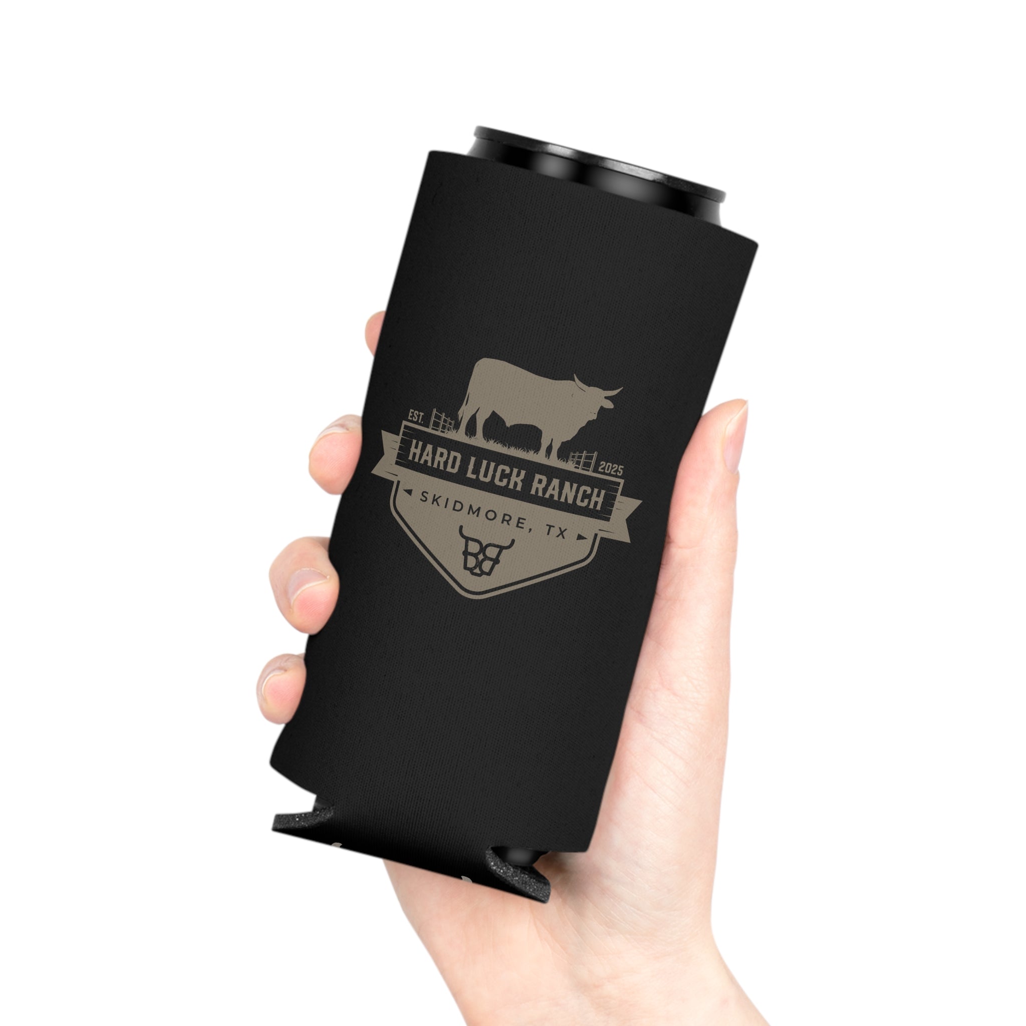 Hard Luck Ranch Can Cooler – Vintage Longhorn Beer Koozie (Skidmore, TX)
