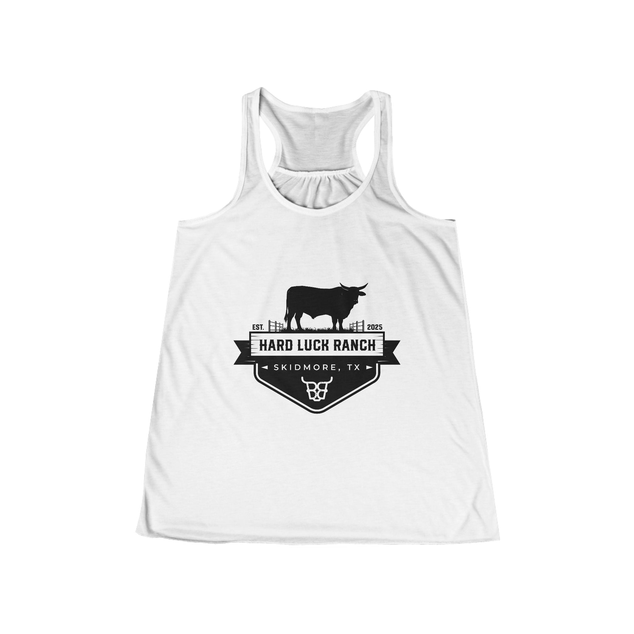 Ranch Badge Tank Top — "Hard Luck Ranch" Women's Flowy Racerback