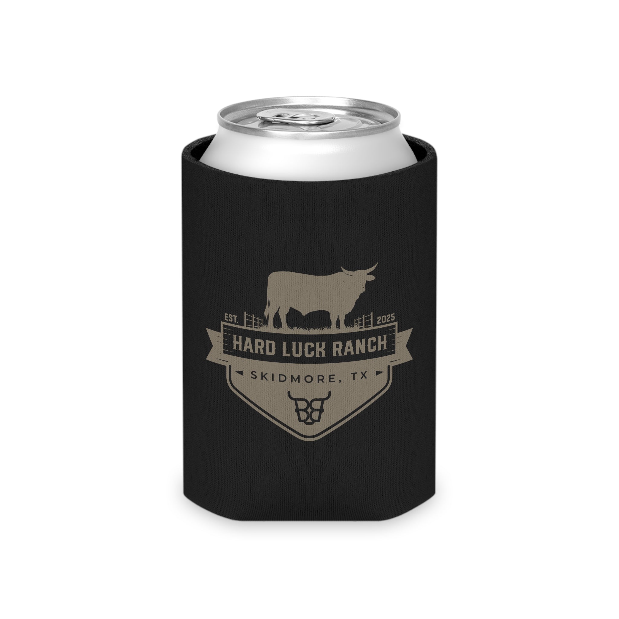 Hard Luck Ranch Can Cooler – Vintage Longhorn Beer Koozie (Skidmore, TX)