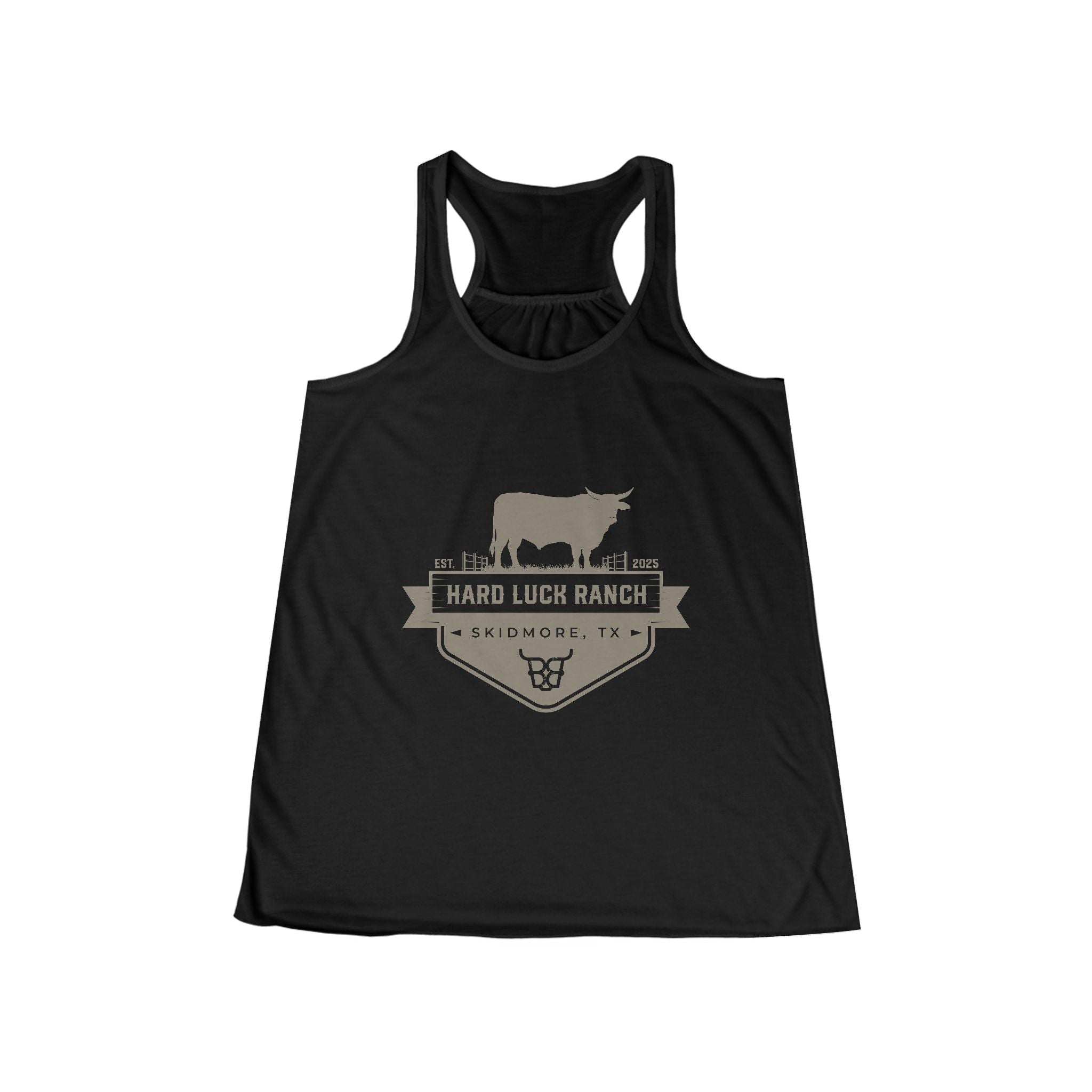 Ranch Badge Tank Top — "Hard Luck Ranch" Women's Flowy Racerback