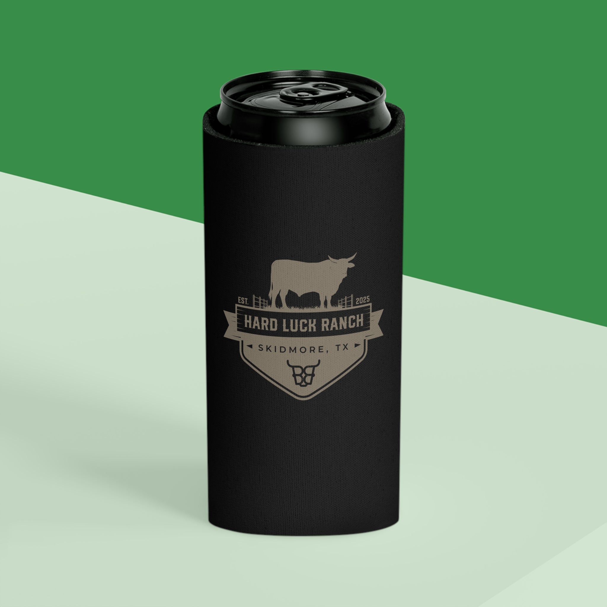 Hard Luck Ranch Can Cooler – Vintage Longhorn Beer Koozie (Skidmore, TX)