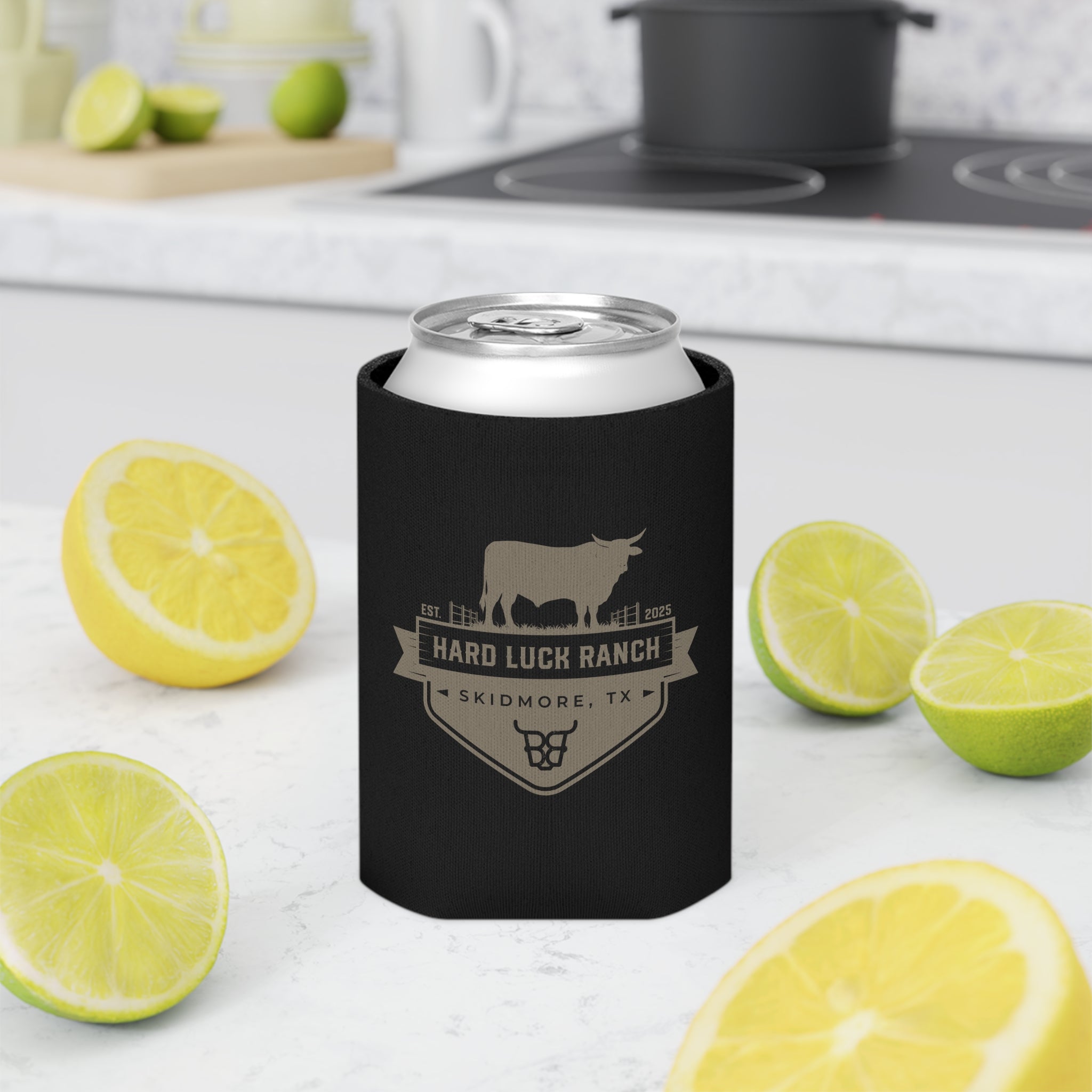 Hard Luck Ranch Can Cooler – Vintage Longhorn Beer Koozie (Skidmore, TX)