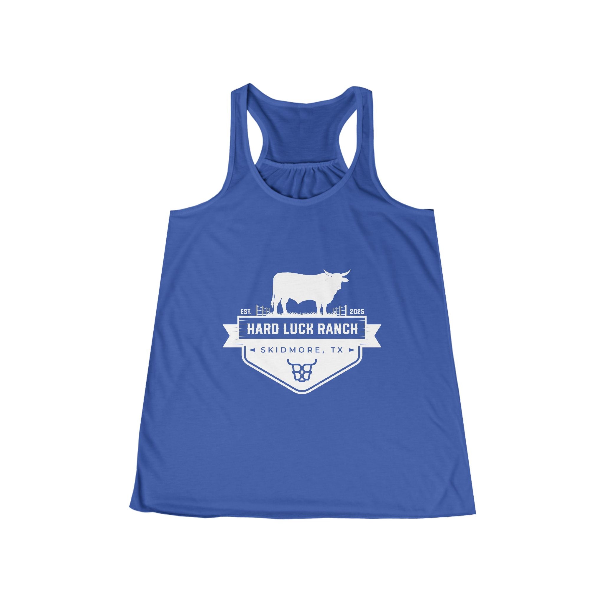 Ranch Badge Tank Top — "Hard Luck Ranch" Women's Flowy Racerback