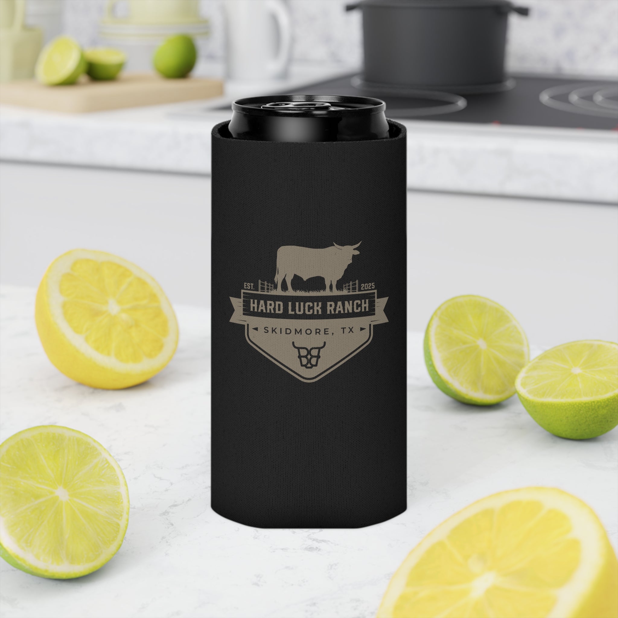 Hard Luck Ranch Can Cooler – Vintage Longhorn Beer Koozie (Skidmore, TX)